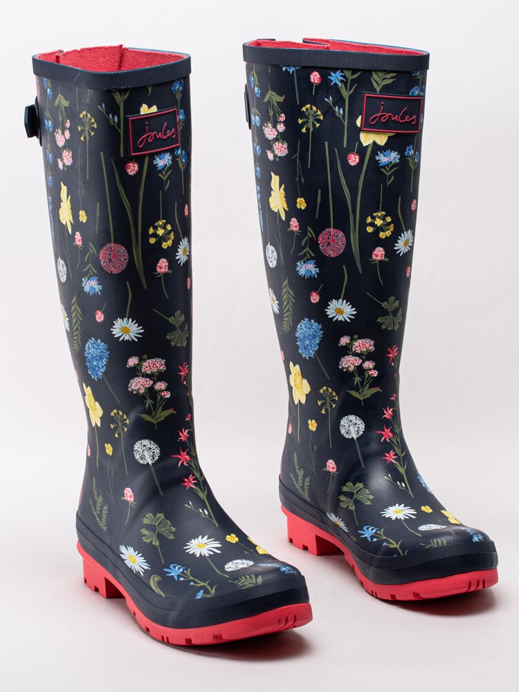 50201017 Joules Welly Print 206799 Mörkblå höga gummistövlar med blommotiv-5