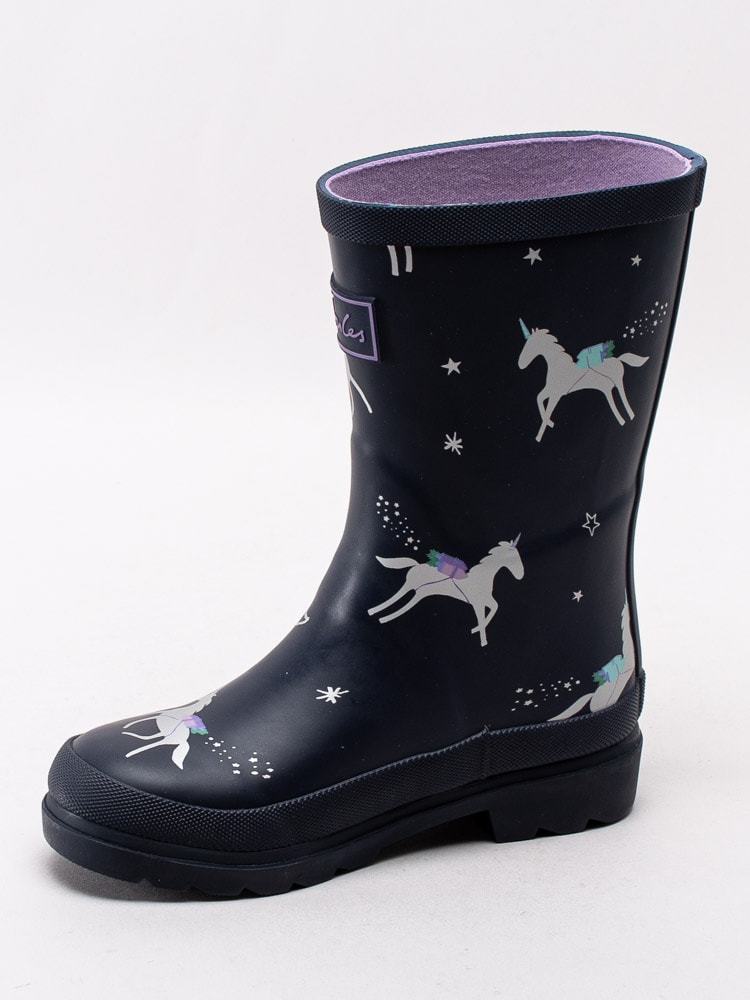 50201022 Joules Junior Welly Print 205214 Mörkblå gummistövlar med enhörningar-2