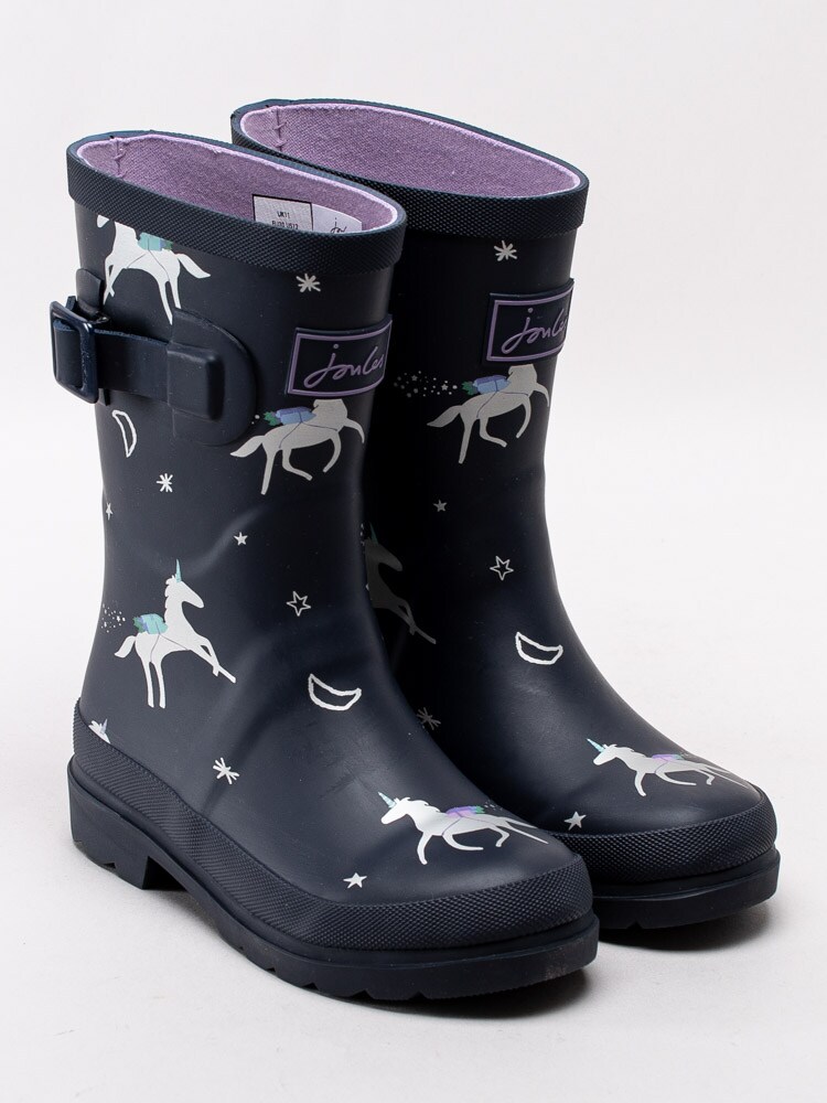 50201022 Joules Junior Welly Print 205214 Mörkblå gummistövlar med enhörningar-3