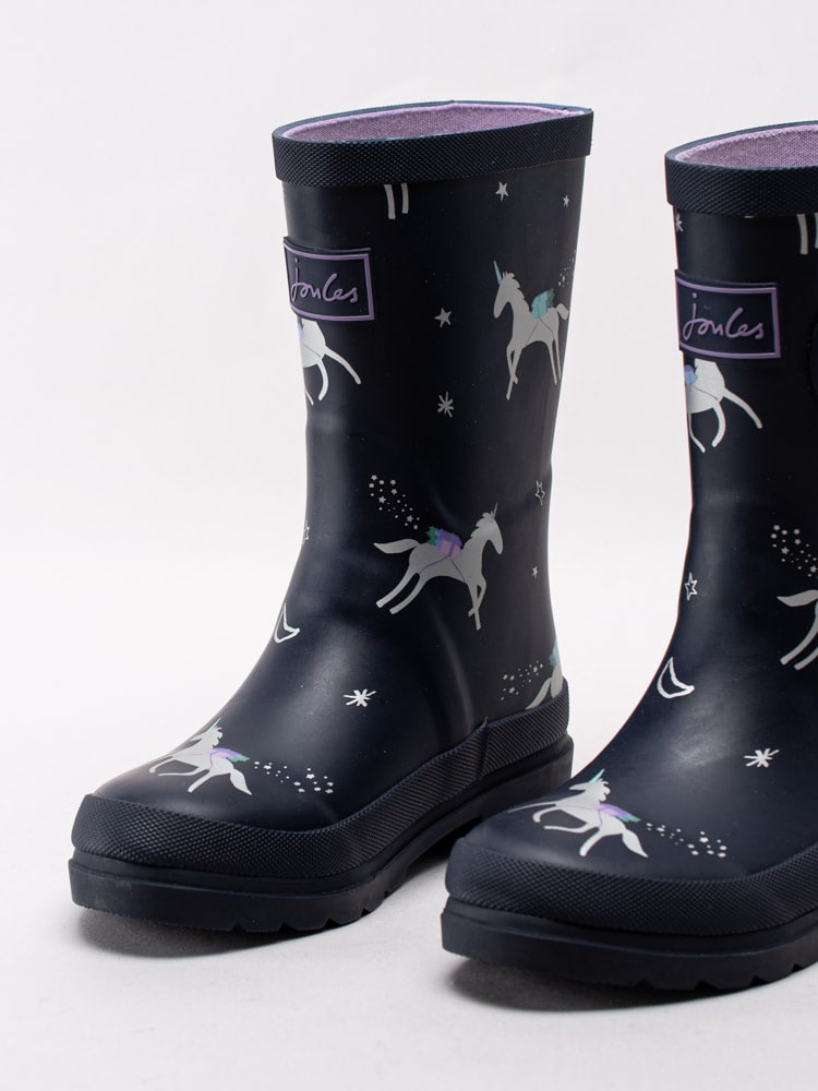 50201022 Joules Junior Welly Print 205214 Mörkblå gummistövlar med enhörningar-6