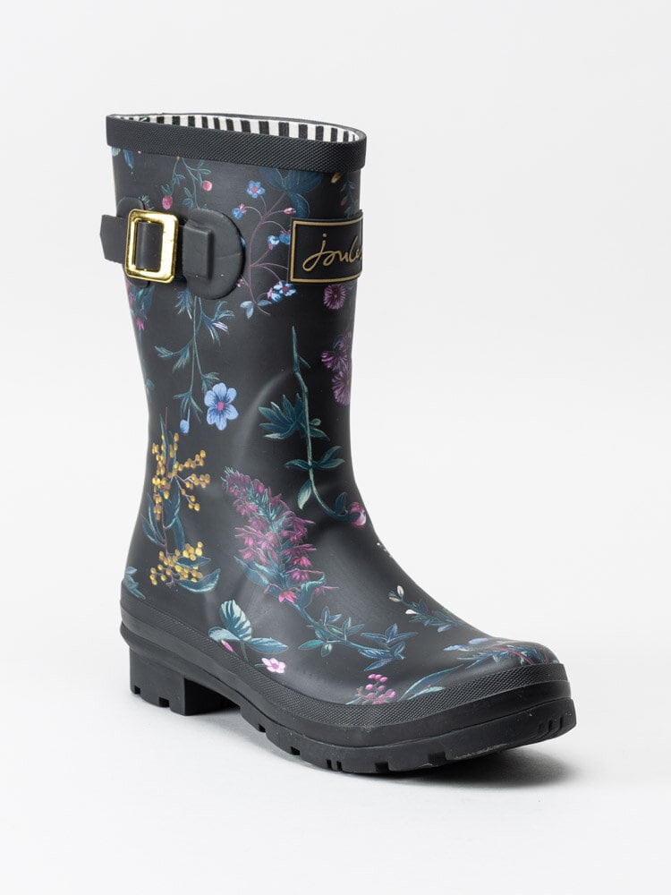 Joules Ltd - Molly Welly - Svarta gummistövlar med blommotiv