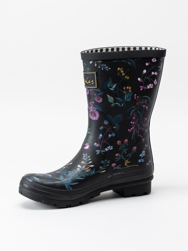 Joules Ltd - Molly Welly - Svarta gummistövlar med blommotiv