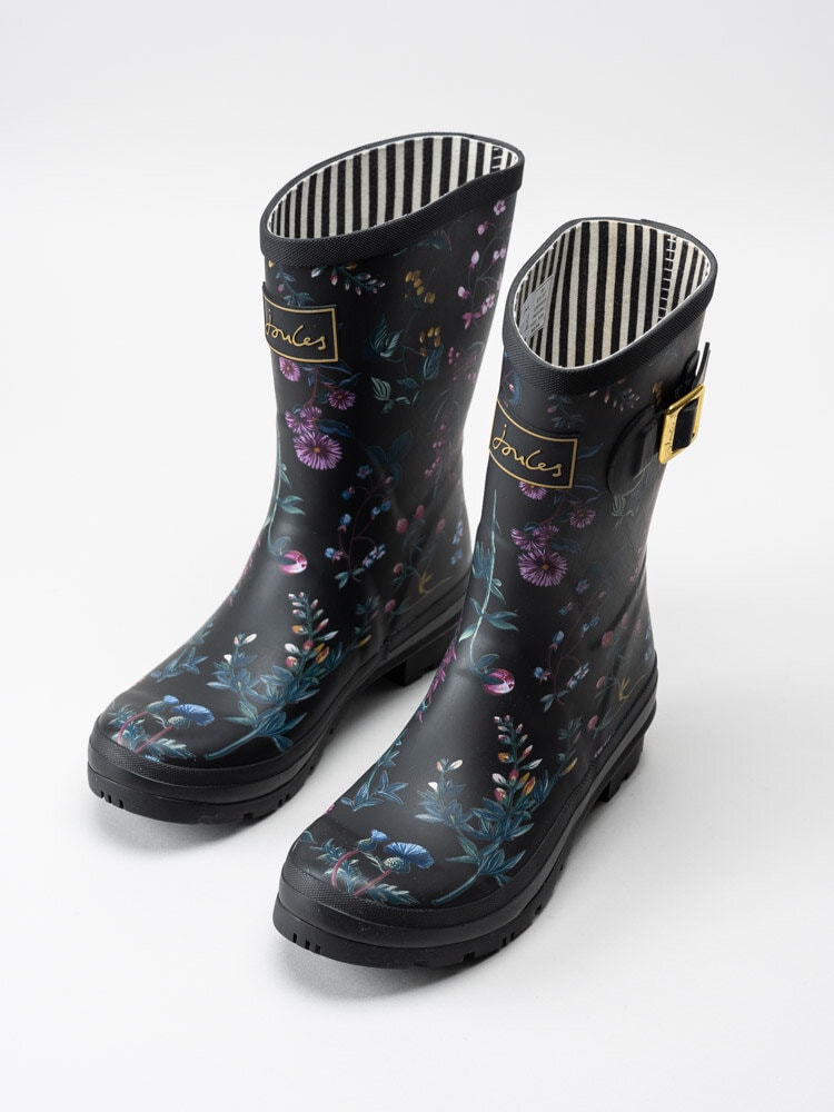 Joules Ltd - Molly Welly - Svarta gummistövlar med blommotiv