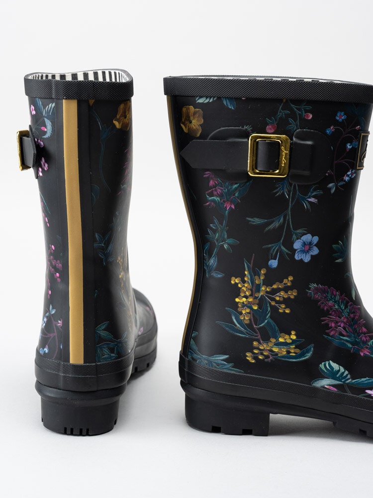 Joules Ltd - Molly Welly - Svarta gummistövlar med blommotiv