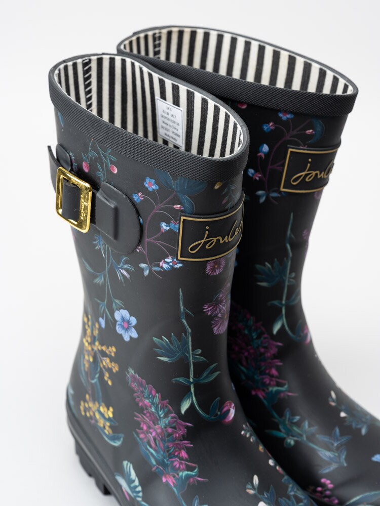 Joules Ltd - Molly Welly - Svarta gummistövlar med blommotiv