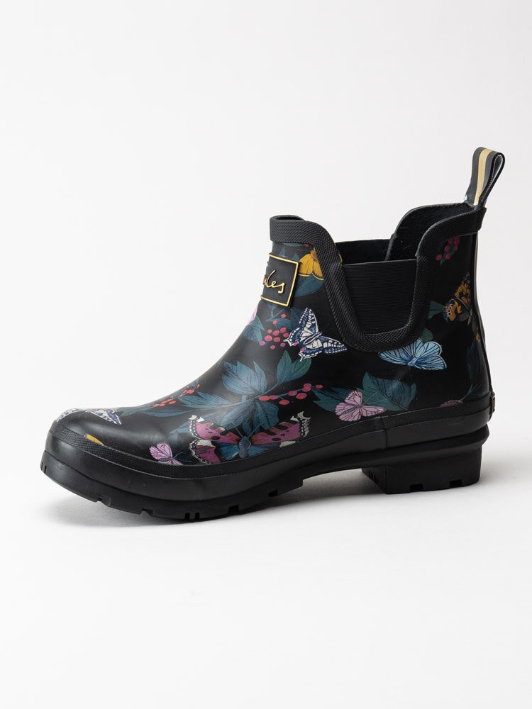 Joules Ltd - Wellibob - Låga svarta gummistövlar med blommotiv