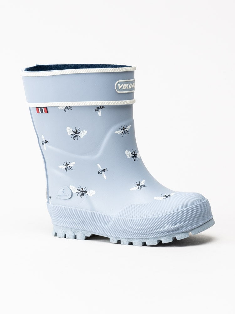 Viking Footwear - Alv Jolly - Ljusblå gummistövlar med getingprint