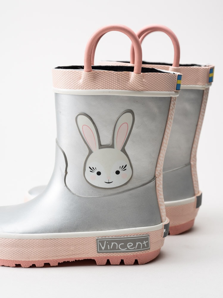 Vincent - Rabbit - Silverfärgade gummistövlar med kaninmotiv