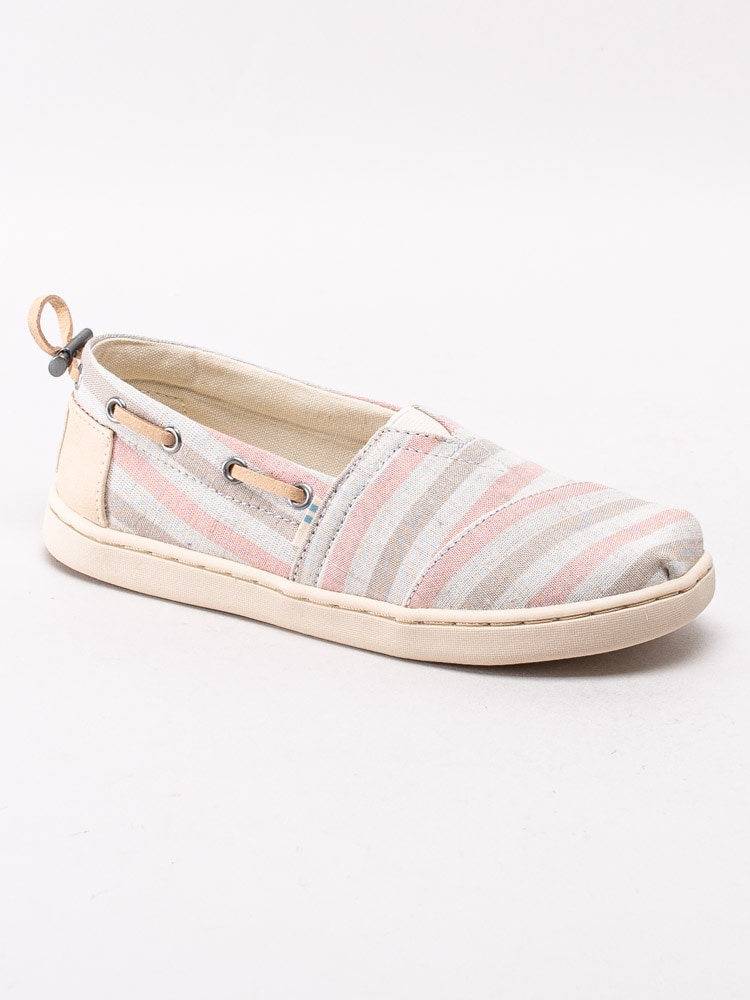 53201014 Toms Bimini Youth 10015303 Rosa randiga tygskor med dragsko-1