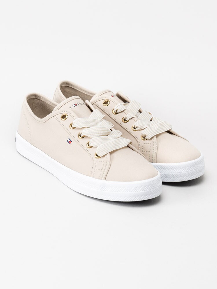 Tommy Hilfiger - Essential Nautical - Ljusbeige sneaker i textil