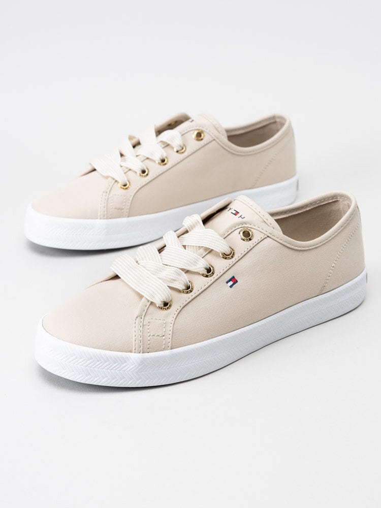 Tommy Hilfiger - Essential Nautical - Ljusbeige sneaker i textil
