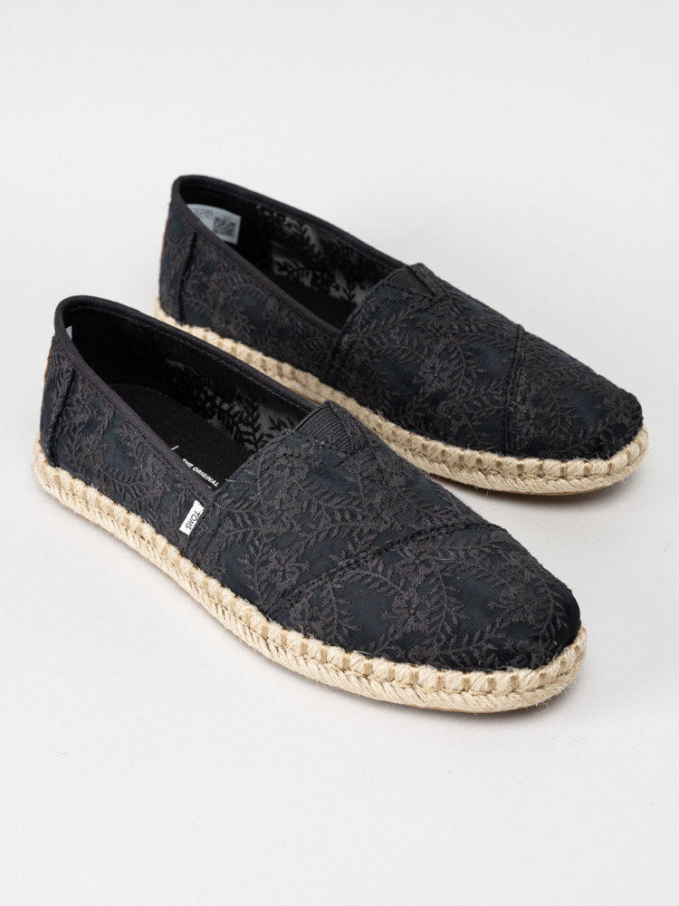 Toms - Alpargata Rope - Svarta espadrillos i spets