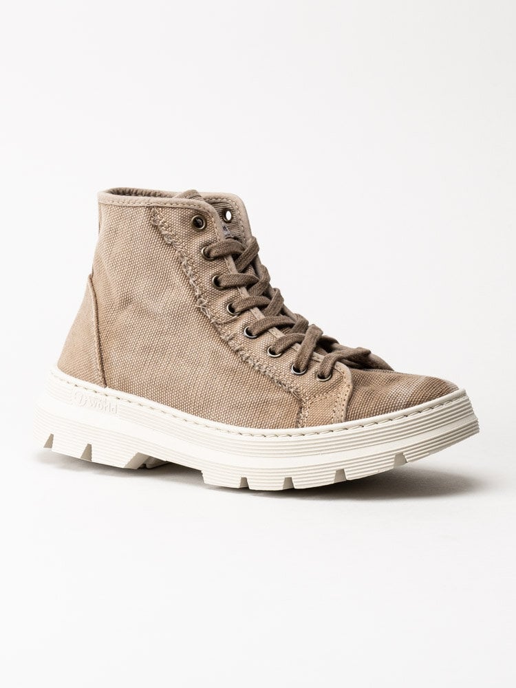 Natural World - Bota Enzimatica - Beige eco-vänliga höga tygskor