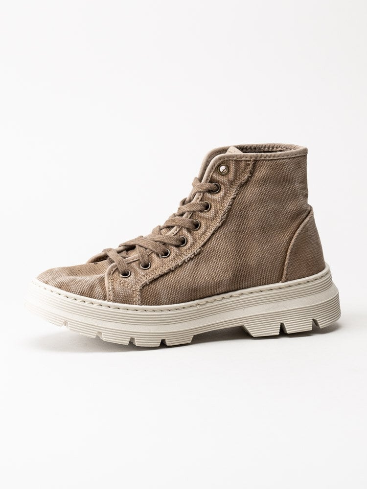 Natural World - Bota Enzimatica - Beige eco-vänliga höga tygskor