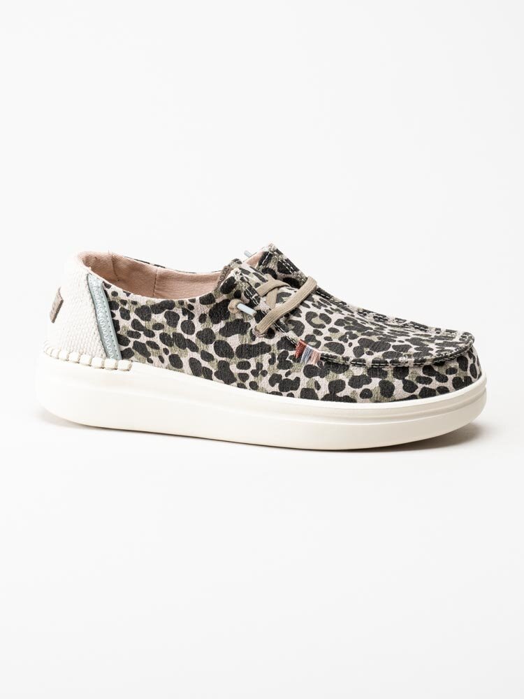 Hey Dude - Wendy Rise - Beige leopardmönstrade snörskor i textil