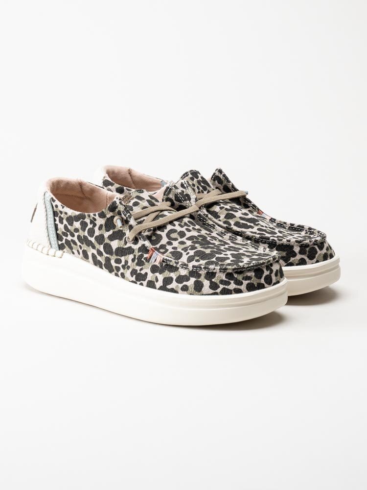 Hey Dude - Wendy Rise - Beige leopardmönstrade snörskor i textil