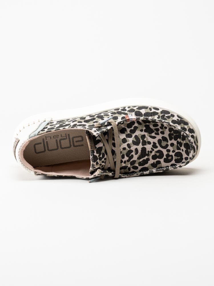 Hey Dude - Wendy Rise - Beige leopardmönstrade snörskor i textil
