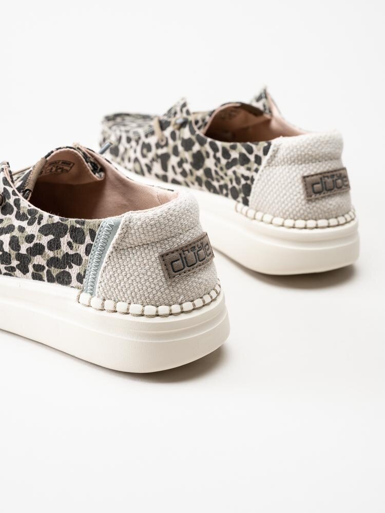 Hey Dude - Wendy Rise - Beige leopardmönstrade snörskor i textil