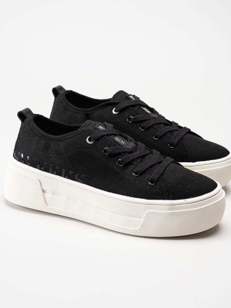 Sweeks - Lia - Svarta platåsneakers i textil