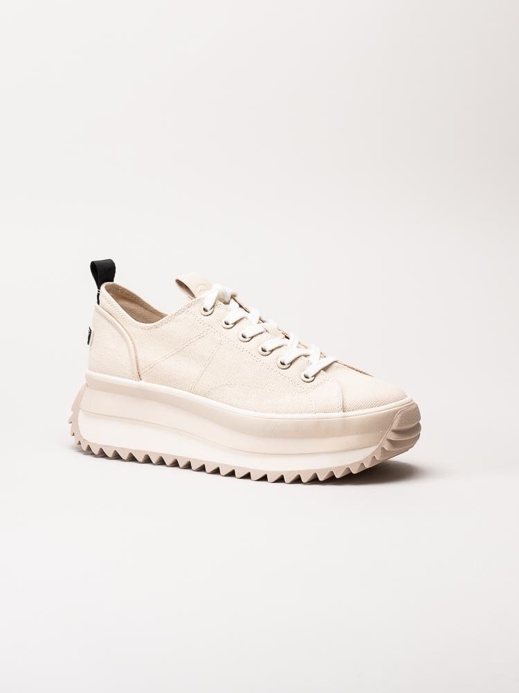 Tamaris - Off white platåsneakers i canvas