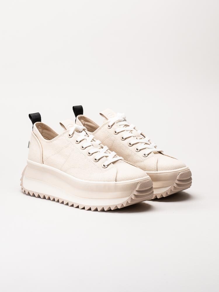 Tamaris - Off white platåsneakers i canvas