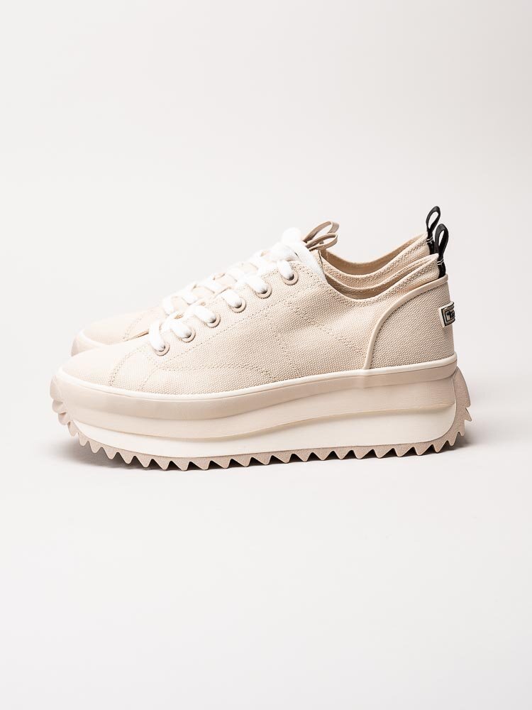 Tamaris - Off white platåsneakers i canvas