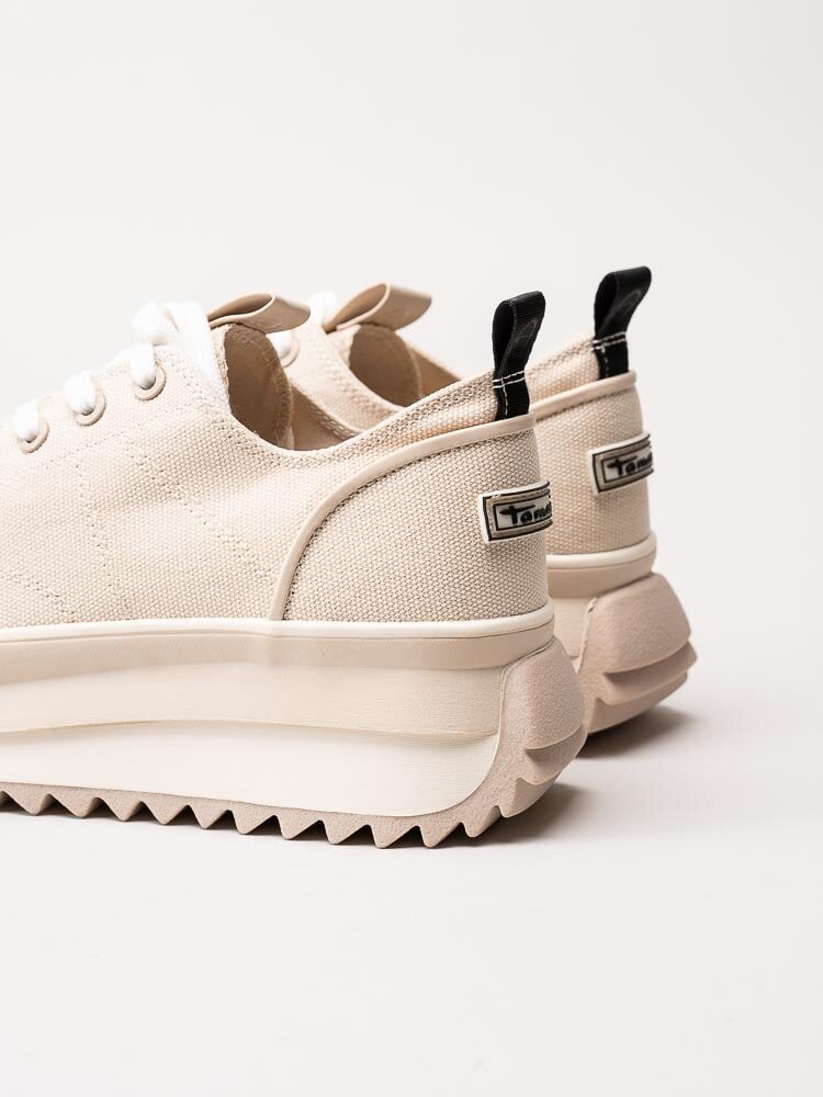 Tamaris - Off white platåsneakers i canvas