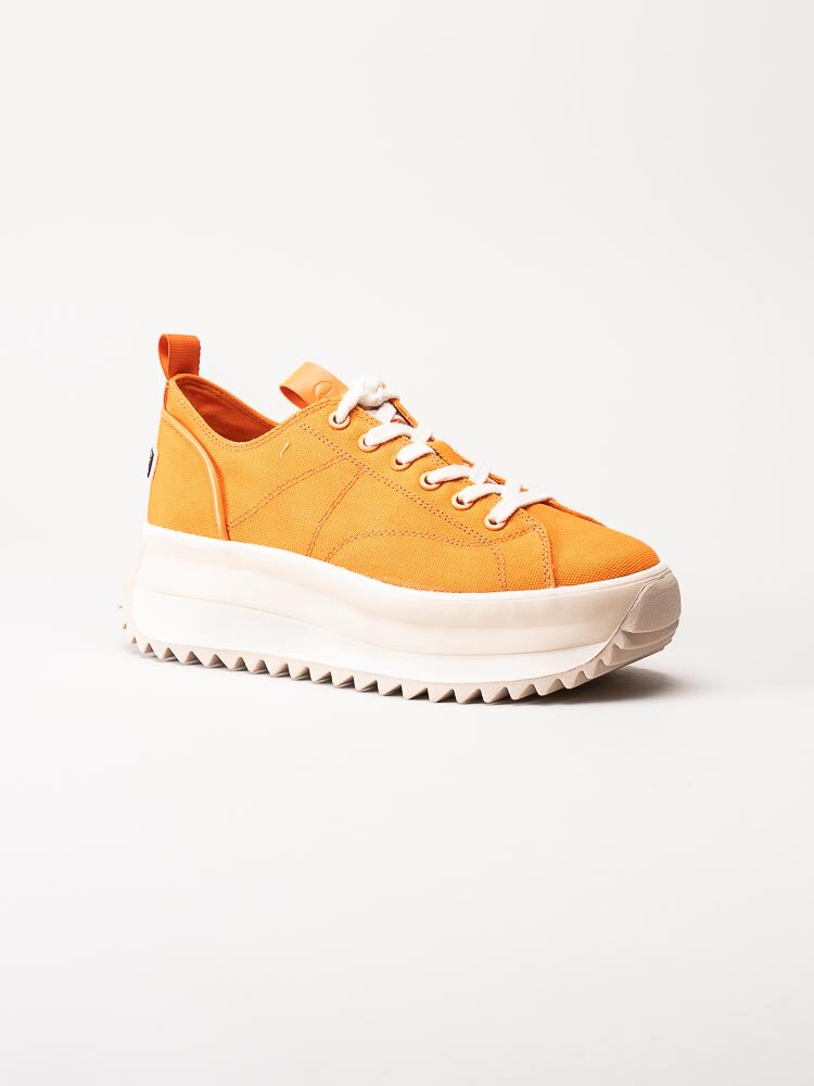 Tamaris - Orange platåsneakers i canvas