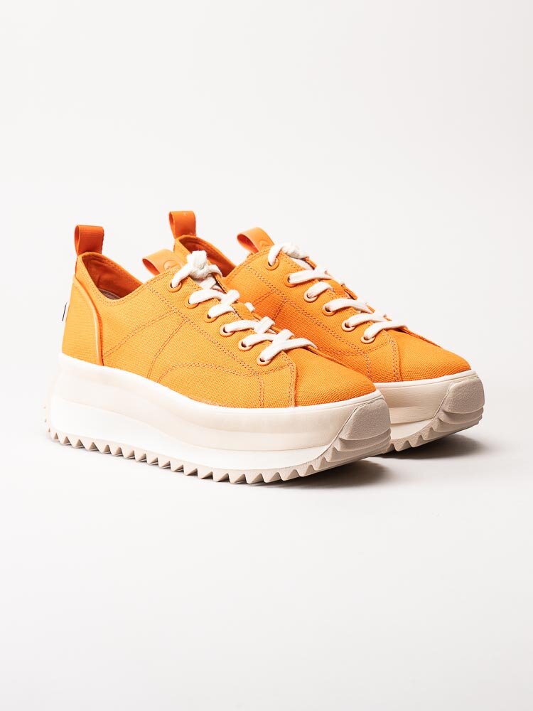 Tamaris - Orange platåsneakers i canvas