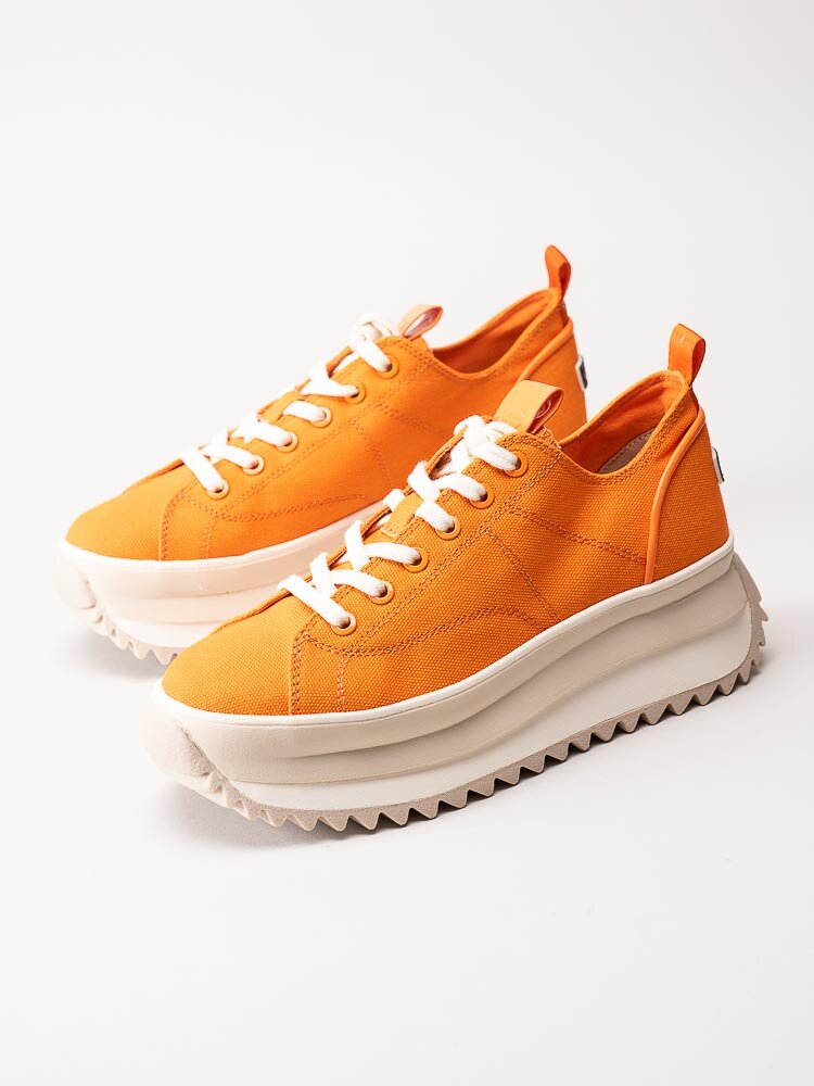 Tamaris - Orange platåsneakers i canvas