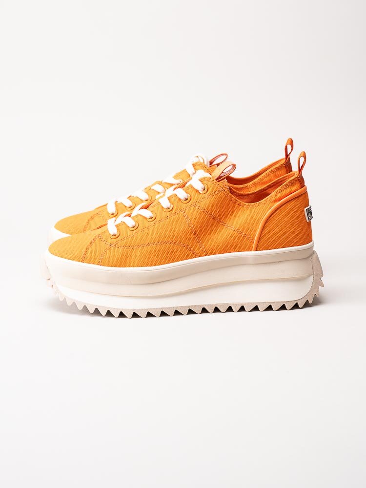 Tamaris - Orange platåsneakers i canvas