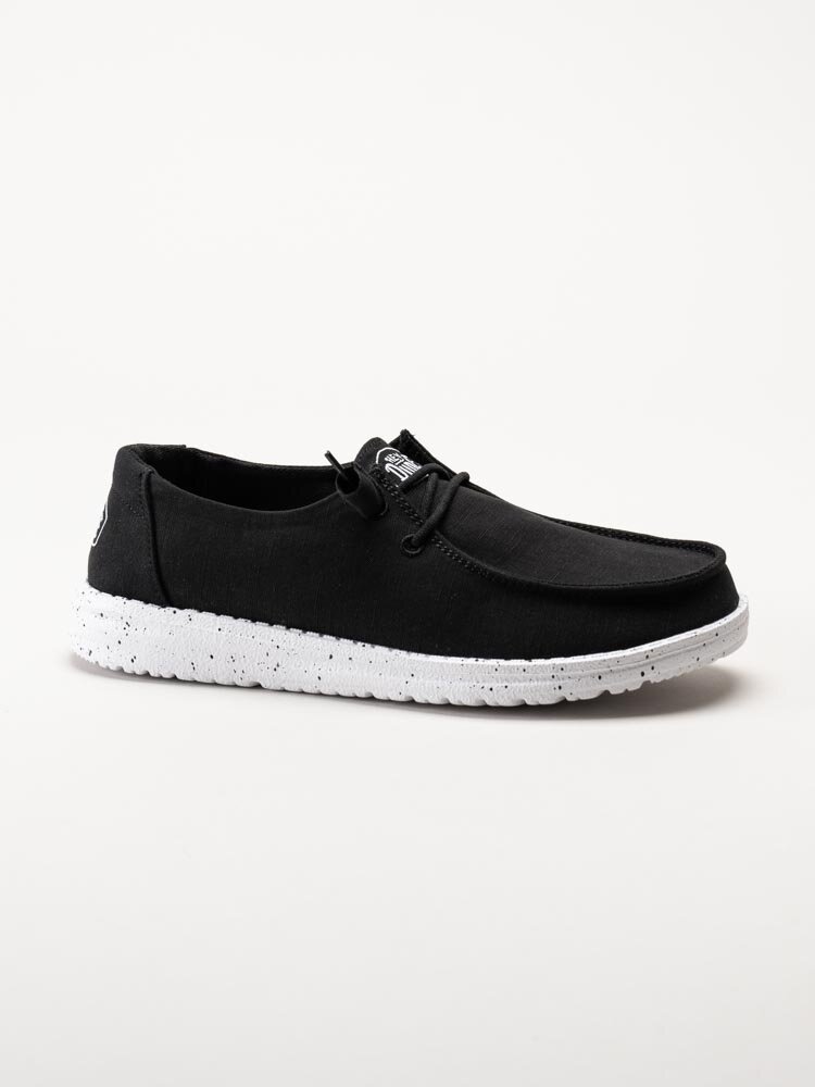 Hey Dude - Wendy Slub Canvas - Svarta slip on skor i textil