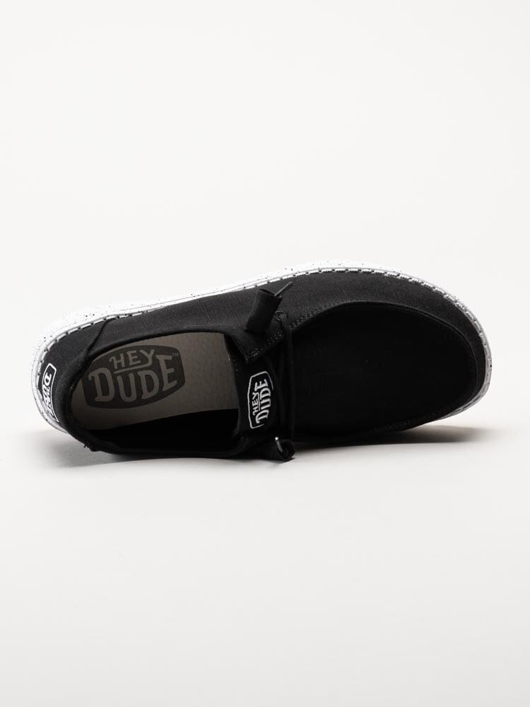 Hey Dude - Wendy Slub Canvas - Svarta slip on skor i textil