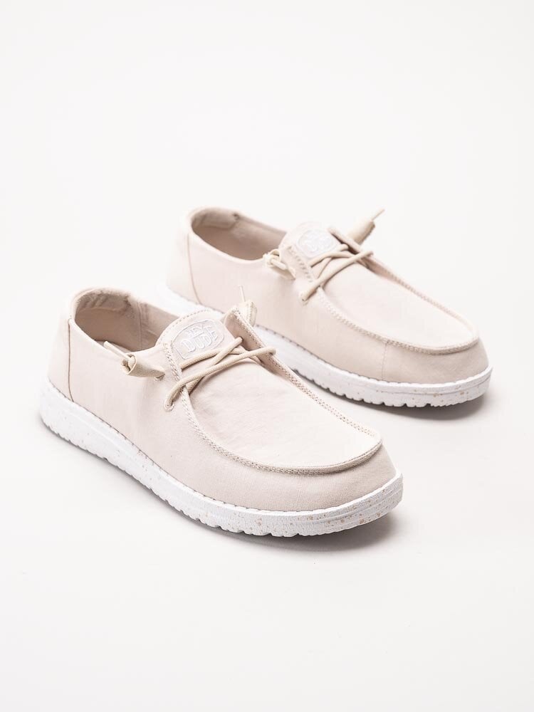 Hey Dude - Wendy Slub Canvas - Beige slip on skor i textil