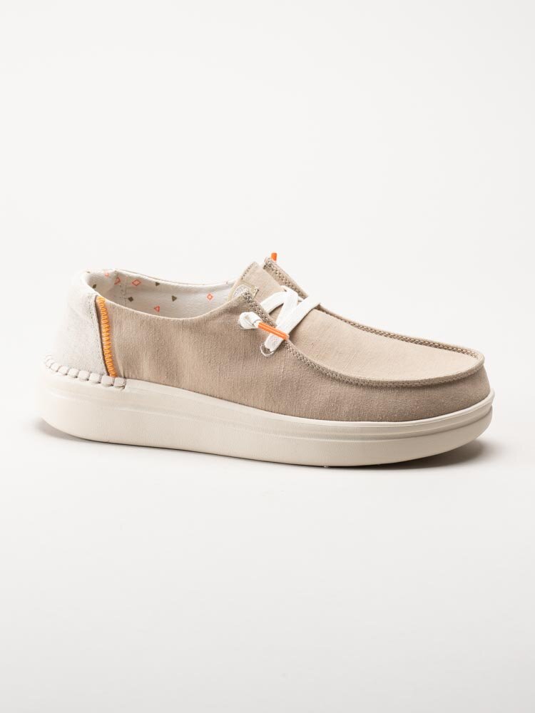 Hey Dude - Wendy Rise - Beige slip on skor i textil