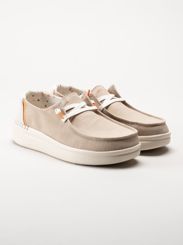 Hey Dude - Wendy Rise - Beige slip on skor i textil