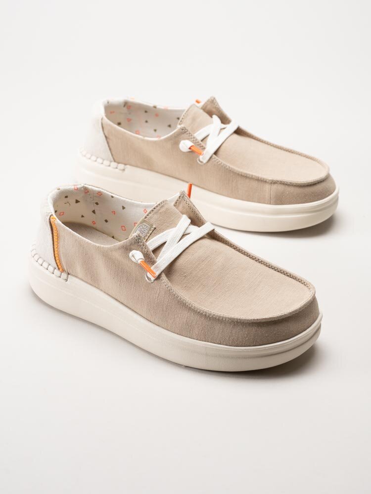 Hey Dude - Wendy Rise - Beige slip on skor i textil