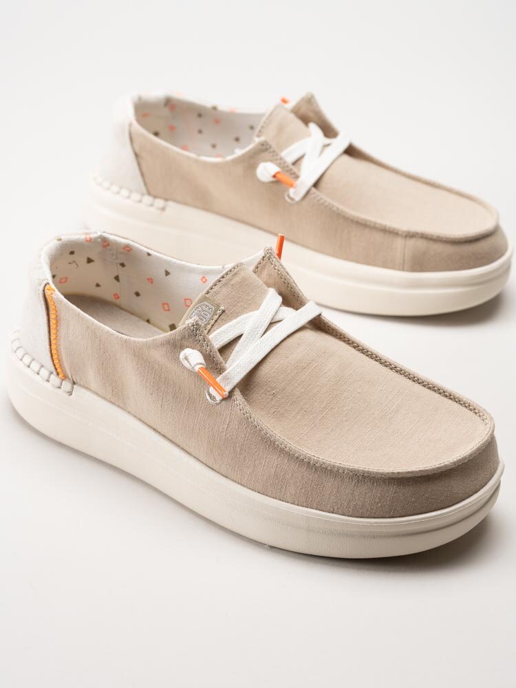 Hey Dude - Wendy Rise - Beige slip on skor i textil