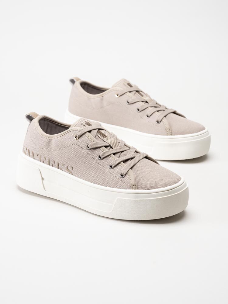 Sweeks - Lia - Beige platåsneakers i textil