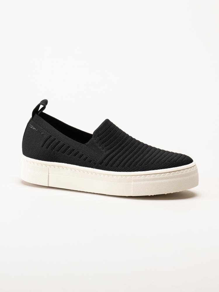 Tamaris - Svarta slip on textilskor