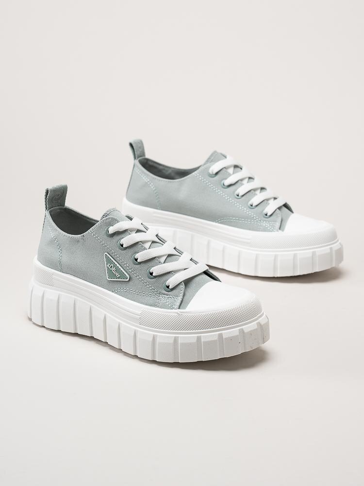 S.Oliver - Ljusgröna chunky sneakers i textil