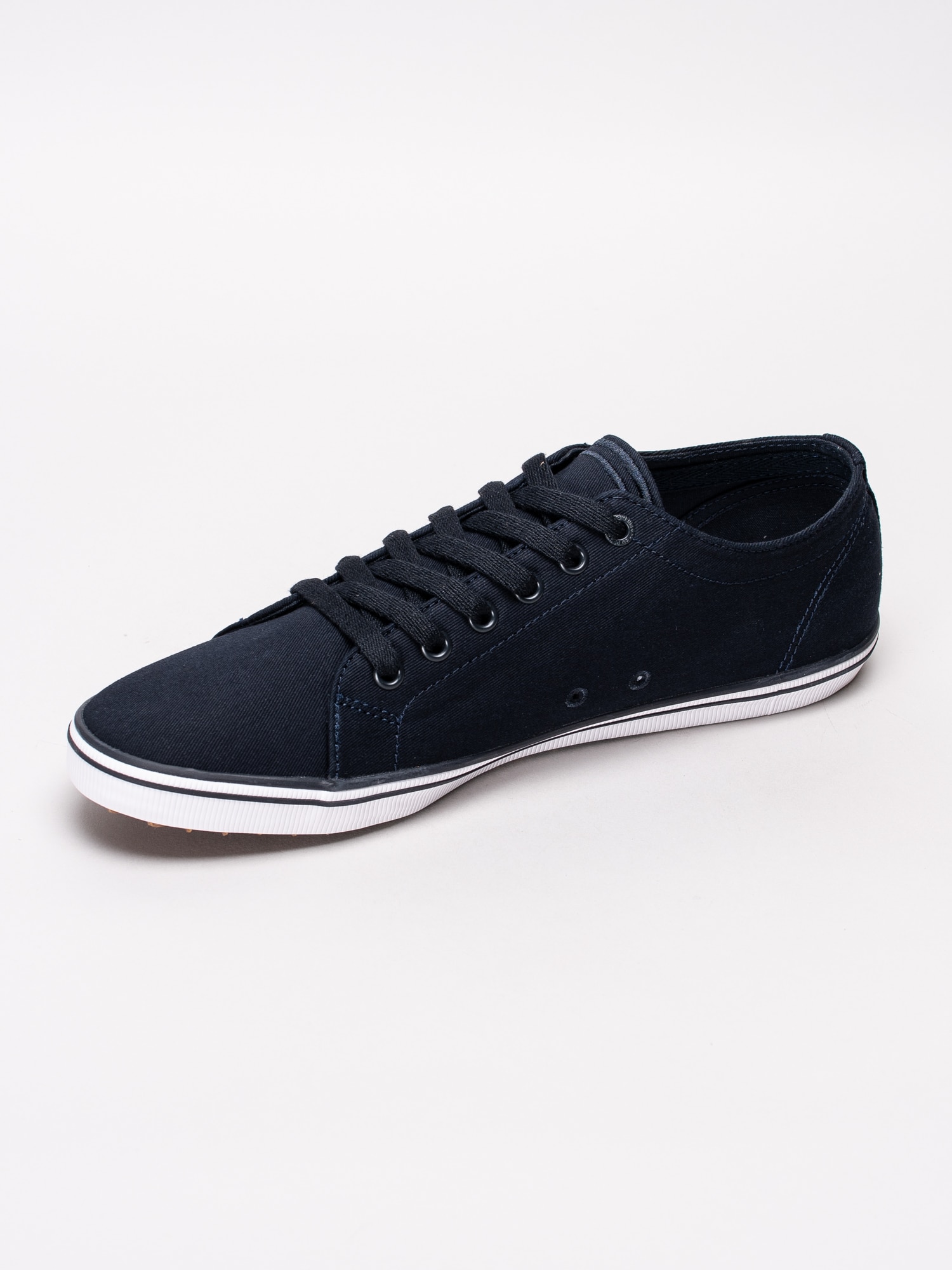 55191003 Fred Perry Kingston Twill B6259U-311 mörkblå tygskor med vit logga-2