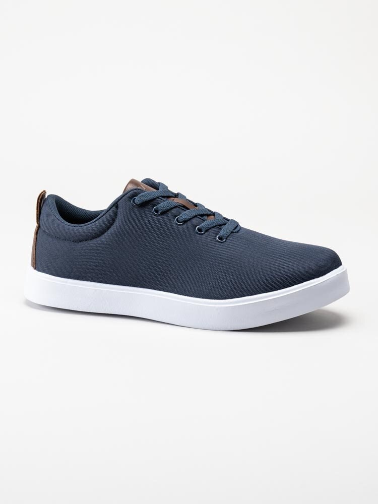 Exani - Canvas Leather M - Marinblå sneakers i textil med skinndetaljer