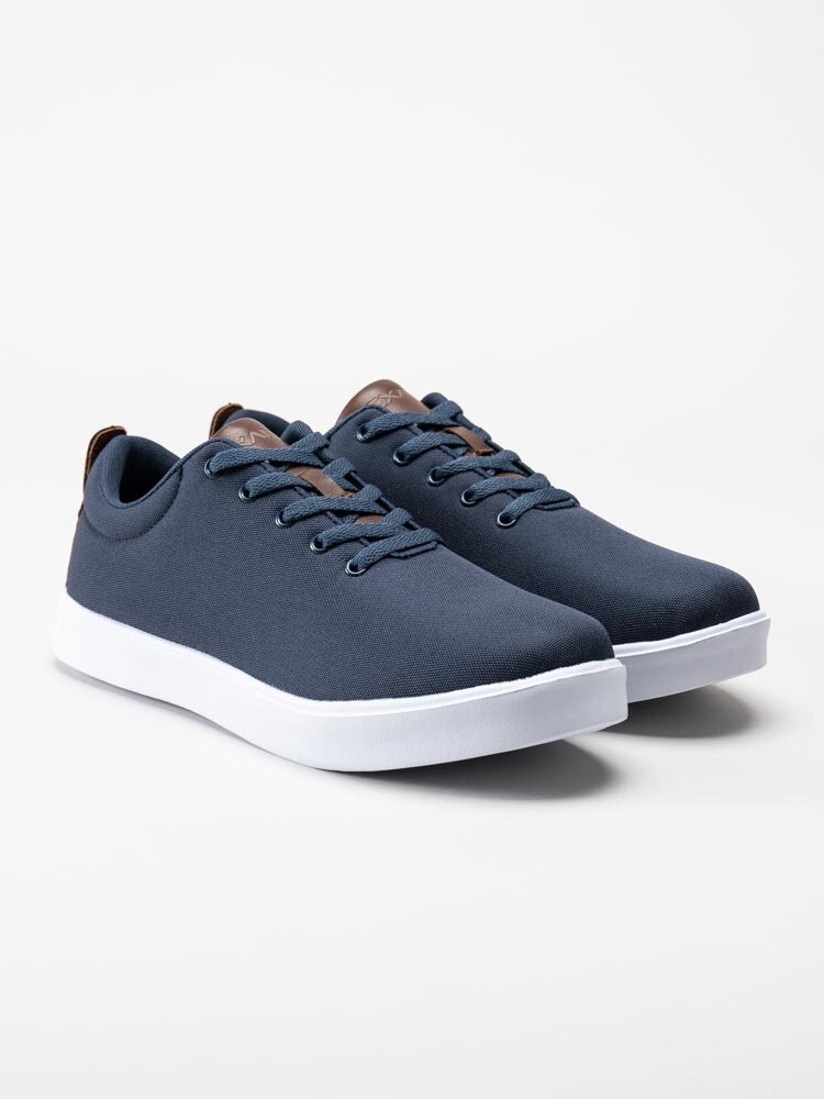 Exani - Canvas Leather M - Marinblå sneakers i textil med skinndetaljer