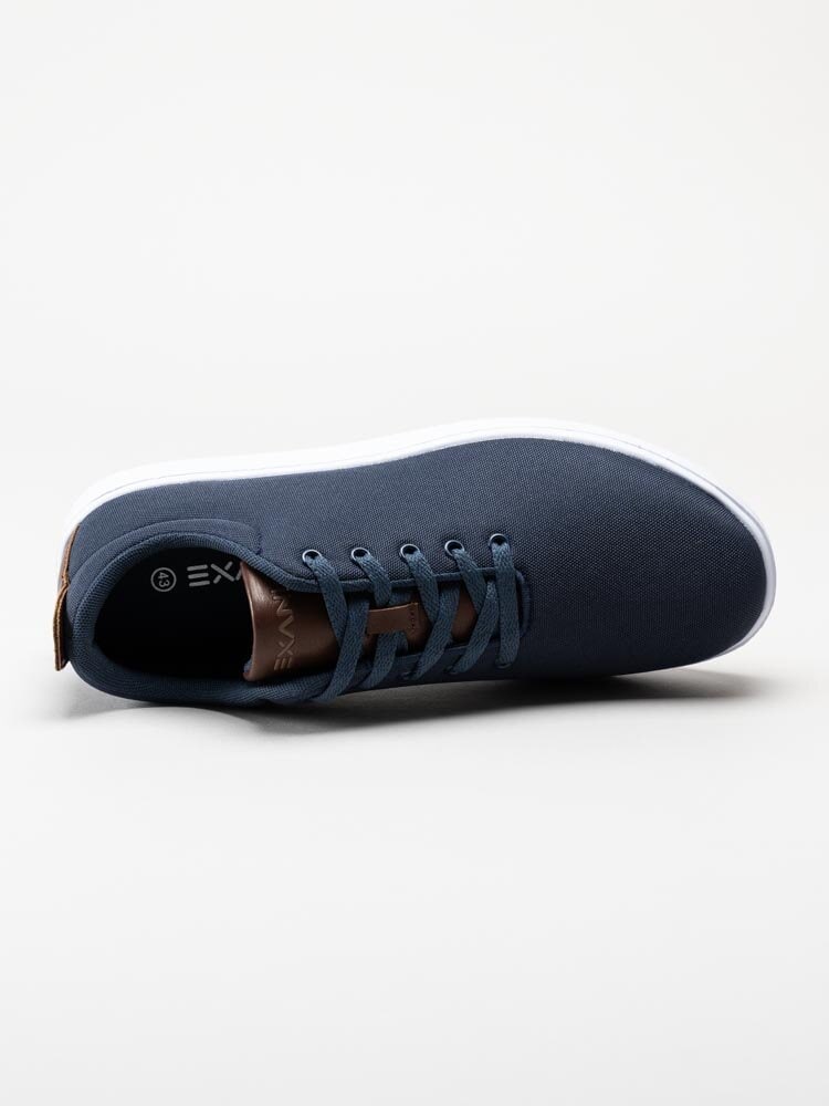 Exani - Canvas Leather M - Marinblå sneakers i textil med skinndetaljer