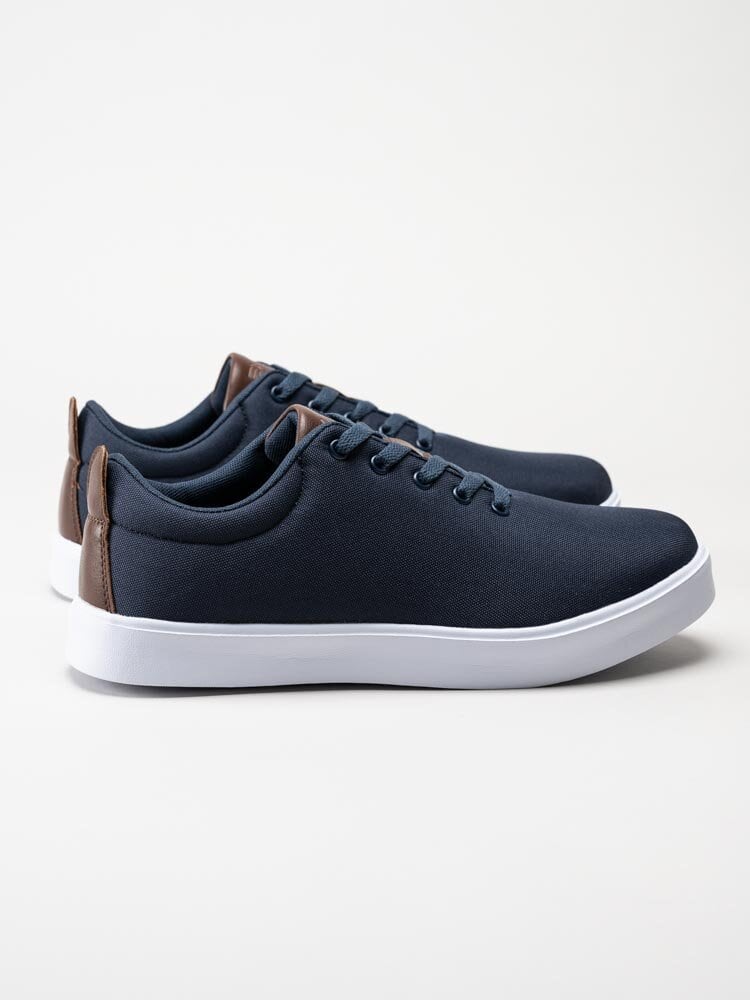 Exani - Canvas Leather M - Marinblå sneakers i textil med skinndetaljer