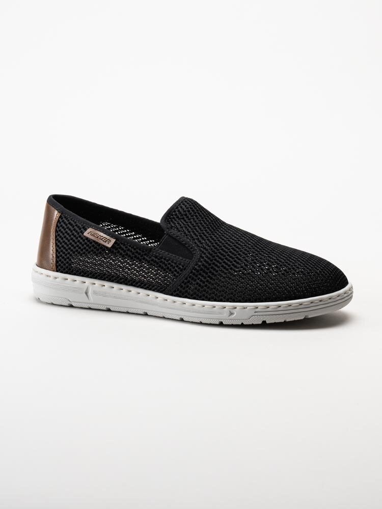 Rieker - Svarta slip on tygskor