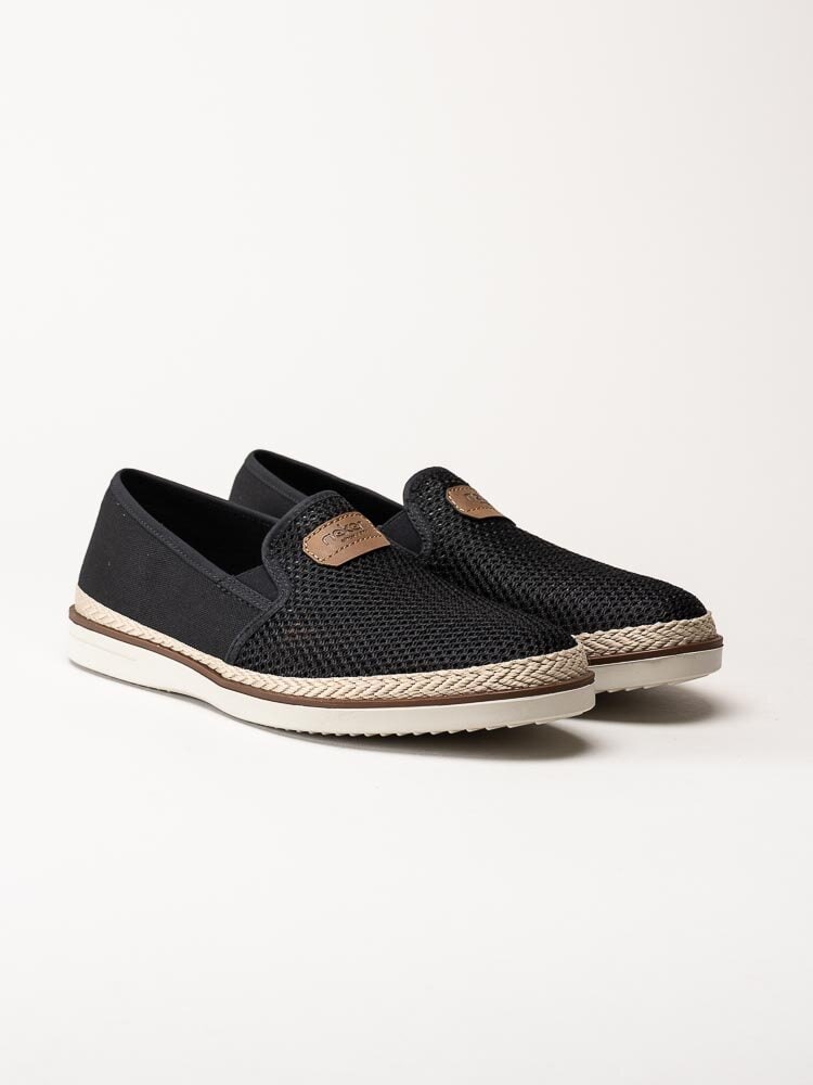 Rieker - Svarta slip on tygskor