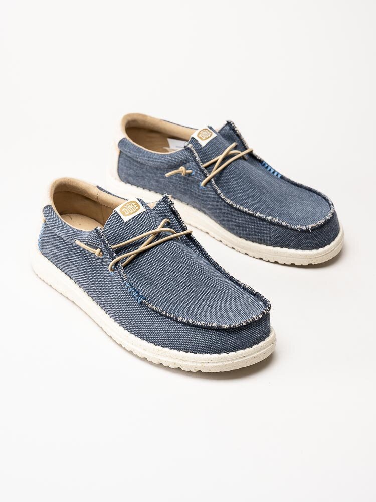 Hey Dude - Wally Coastline Jute - Blå slip on skor i textil