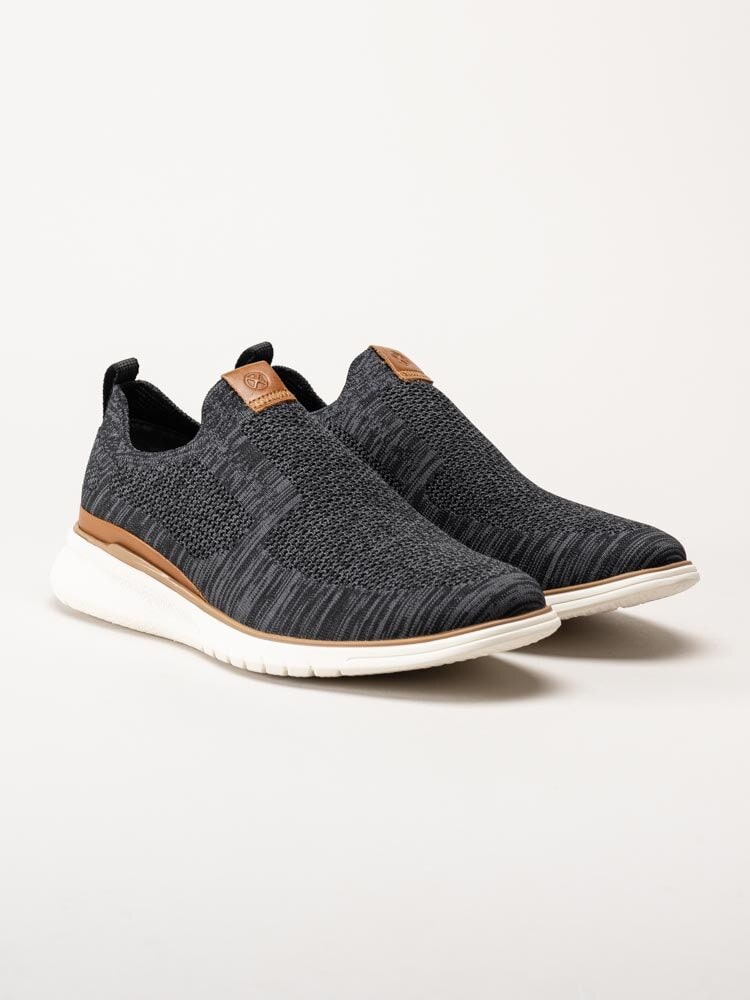 Hush Puppies - Mörkgrå slip on skor i textil